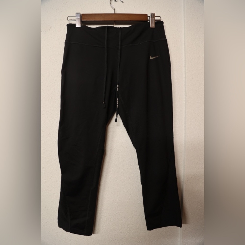 Nike Dri-Fit Running Cropped Leggings M — Mesh Back, Drawstring